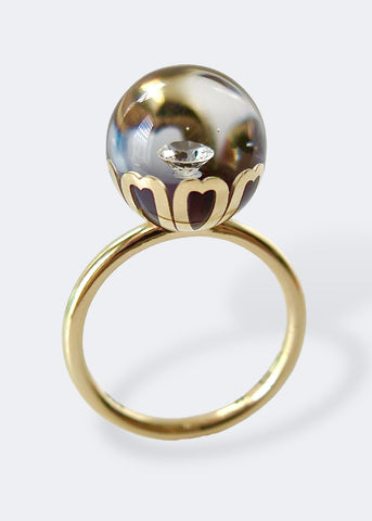 Gold Floral Ball Ring