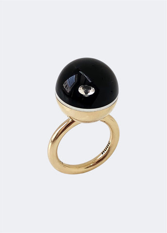 Gold and black Diamond Ball Ring