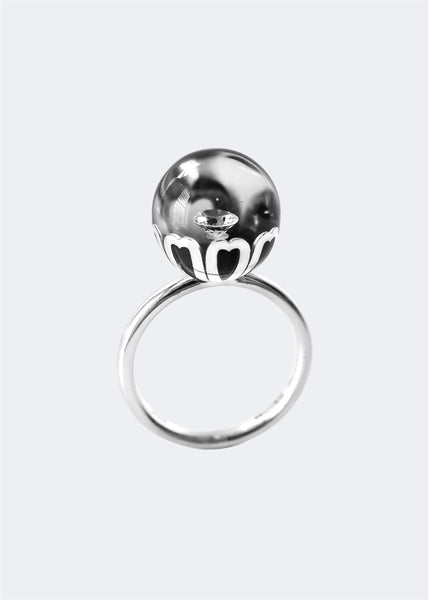 Sterling Silver Floral Ball Ring