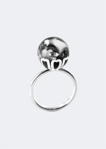 Sterling Silver Floral Ball Ring