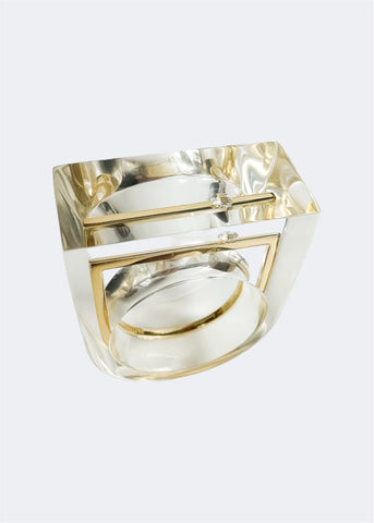 D-Shaped Gold Bar Ring