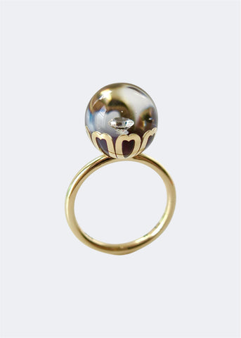 Gold Floral Ball Ring